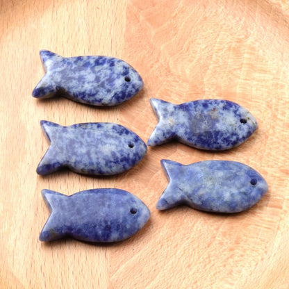 5PCS Fish Shaped Crystal Pendant Handmade Natural Stone Tiger Eye Amethyst Charms Leather Cord Necklaces Choker Jewelry