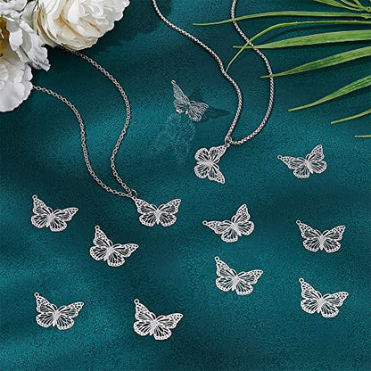 UNICRAFTALE Butterfly Flower Charms Stainless Steel Charms Back Bezel Pendants Metal Charms Animal Charms for DIY UV Resin Pressed Flower Crafts Necklace Bracelet Jewelry Making - style: Butterfly Charm