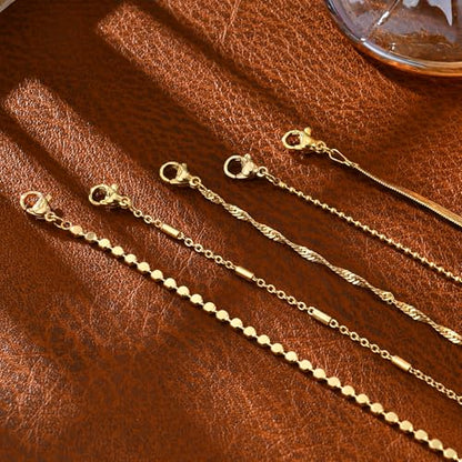 Gold Bracelets for Women, 14K Gold Plated Stackable Bracelet Stack Set Adjustable Charm Small Square Chain Snake Link Layered Waterproof Jewelry Sets Gifts - color: Bracelets-1 Gold