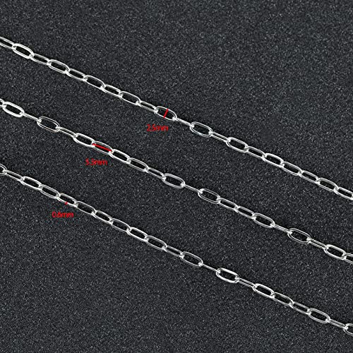 UMAOKANG 10 Meters Silver Steel Small Paper Clip Link Chain with 30 Open Jump Rings 10 Lobster Clasps Bulk for Necklace Choker Jewelry Making - color: Steel Small Paperclip