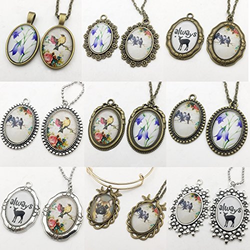 20pcs 18x25mm Oval Bezel Pendant Base Trays Cabochon Settings Trays Pendant Blanks 20pcs Mixed No Duplicate (M116) - color: M116