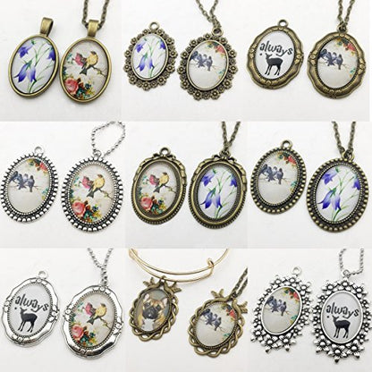 20pcs 18x25mm Oval Bezel Pendant Base Trays Cabochon Settings Trays Pendant Blanks 20pcs Mixed No Duplicate (M116) - color: M116