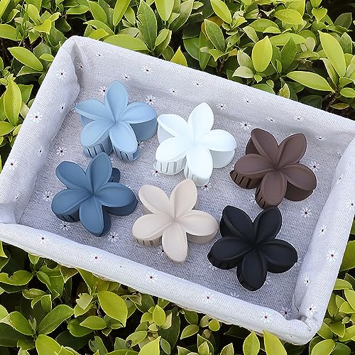 Sisiaipu Hair Clip, 6 Pcs Large Plumeria Flower Claw Clips for Thick Medium Hair - Blue Brown Beach Hair Accessories for Women and Girls - color: Blue brown