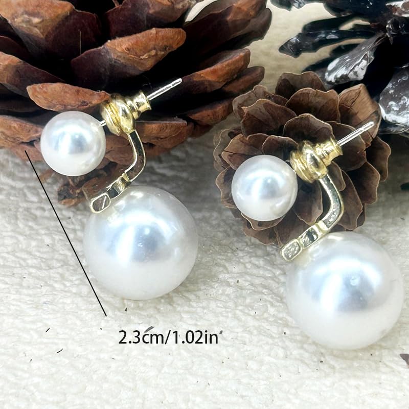 Big Pearl Stud Earrings White Round Pearls Earrings Fashion Design Faux Pearl Charm Jewerly - style: style 1