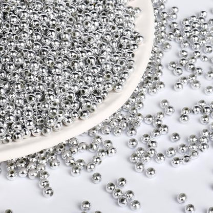 8000PCS Silver Beads for Jewelry Making 4mm Small Seed Beads Bulk | Round Spacer Beads with Holes for Bracelet Necklace Earrings Crafting - color: silver(4mm)