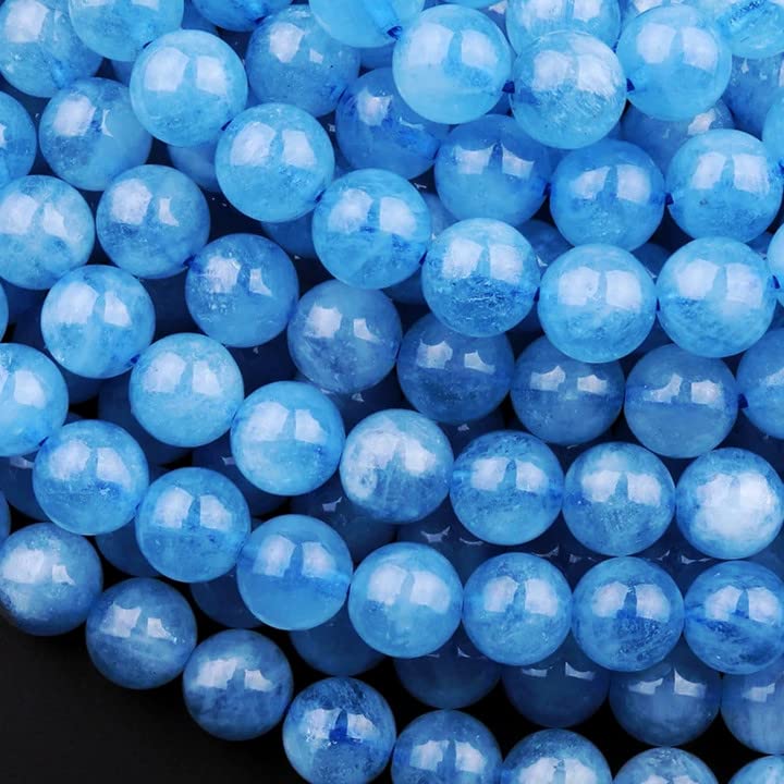 Zenkeeper 108 Pcs Natural Aquamarine Beads for Jewelry Making 8 MM Authentic Blue Aquamarine Loose Gemstones Beads - color: Aquamarine, size: 8MM, 108pcs
