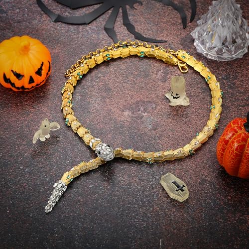 FANZE Snake Necklace for Women，Adjustable Punk Gold Snake Choker Necklace Halloween Gifts Party Multi-Purpose Jewelry - color: gold