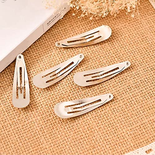 80 pack 2 Inch Silver Snap Hair Clips Hair Barrettes for Girls Kids Women | 2 inches 5cm snap hair clips water drop clips non slip hair accessory - color: Silver