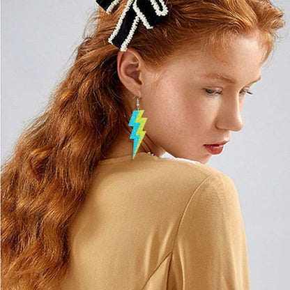 ONLYJUMP Acrylic Exaggerated Lightning Earrings Statement Punk Retro Geometric Delicate Neon Personalized Earrings Accessory Jewelry for Women - color: Blue yellow