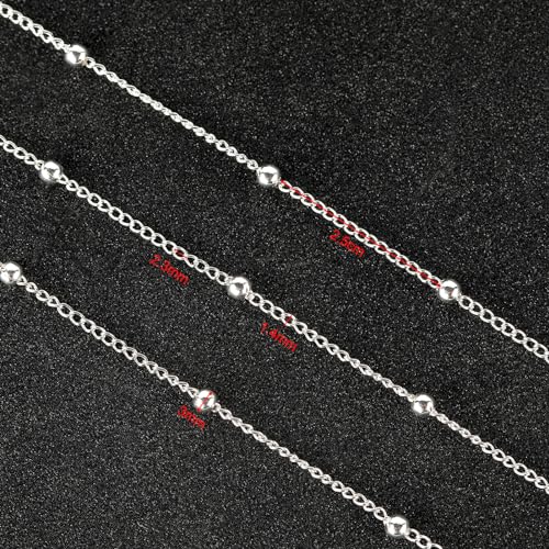 UMAOKANG 32.8 Feet Silver Plated Brass Chain for Jewelry Making Twist Curb Bead Necklace Chains Bulk with Jump Rings and Lobster Clasps - color: Silver Twist Crub Bead
