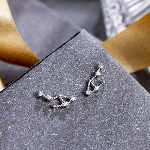 925 Sterling Silver CZ Horoscope Zodiac 12 Constellation Astrology Ear Crawler Post Earrings Gift for Mom Women Mothers Day/Valentines Day/Birthday/Christmas/Anniversary - style: Libra (Sep 23 - Oct 22)