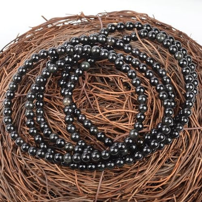 MASSIVE BEADS Handmade Yoga Stretch Elastic Bracelet Natural Stone Crystal Healing Power Energy Gifts for Unisex Adult 4mm 6mm 8mm 10mm - color: Black Obsidian(Pleasure), size: 4mm
