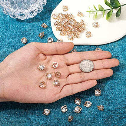 Beadthoven 100pcs Cubic Zirconia Alloy Charms Heart Shaped KC Gold Pendants for Jewelry Making Choker Tiny Dangle Accessories Valentine's Day Wedding - color: Gold-Heart