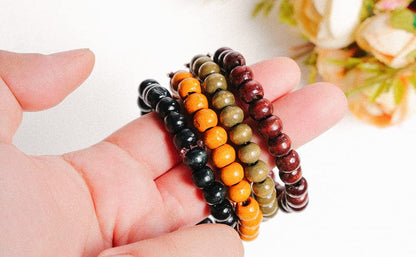 Eigso 6-8mm Wood Beads Bracelet Prayer Beads for Meditation Buddha Tibetan Bracelet for Men and Women - color: A2: 4 PCS 10mm