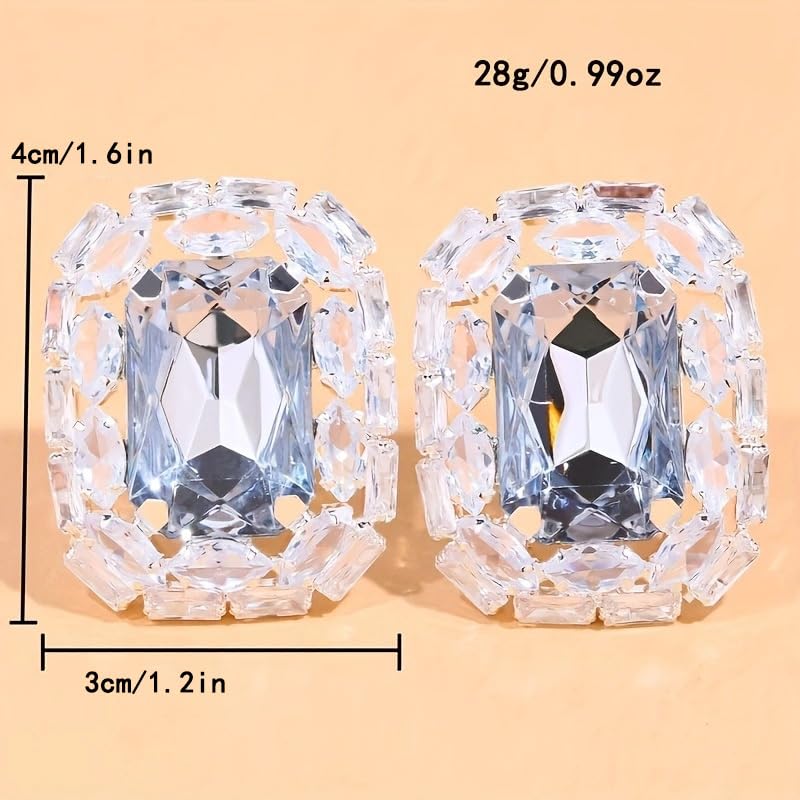 Silver Earrings for Women - Sparkly Crystal Clip On Earrings Statement Rhinestone Wedding Earring for Non Pierced Trendy Formal Prom Jewelry Gift - color: Silver 3