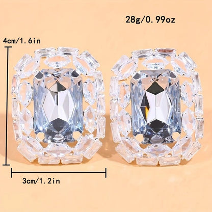 Silver Earrings for Women - Sparkly Crystal Clip On Earrings Statement Rhinestone Wedding Earring for Non Pierced Trendy Formal Prom Jewelry Gift - color: Silver 3