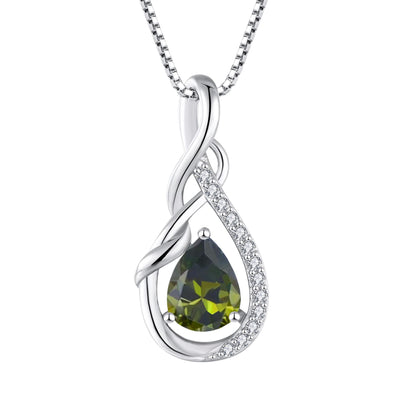 STARCHENIE Infinity Teardrop Necklace for Women 925 Sterling Silver Pendant Birthstone Jewelry - color: Silver-08-Aug-Peridot