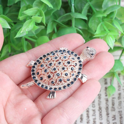 Opexicos 2Pcs Creative Design Black Gold Rhinestone Turtle Brooch Pin Vintage Tortoise Brooches Animal Pins Accessories