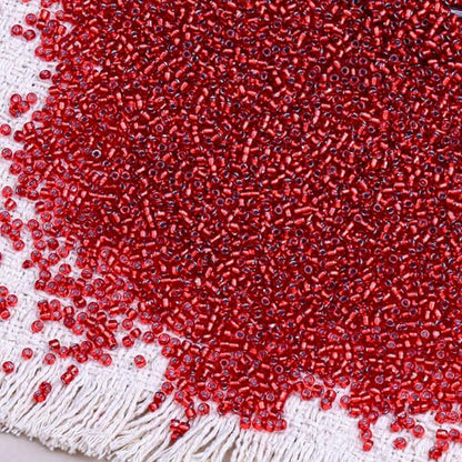 2000pcs Glass Seed Beads Bulk, 4mm 6/0 Mini Pony Spacer Small Individual Color Seed Beads for DIY Bracelet Necklaces Wrist Jewelry Making, Frosted Silver Red - color: Frosted Silver Red