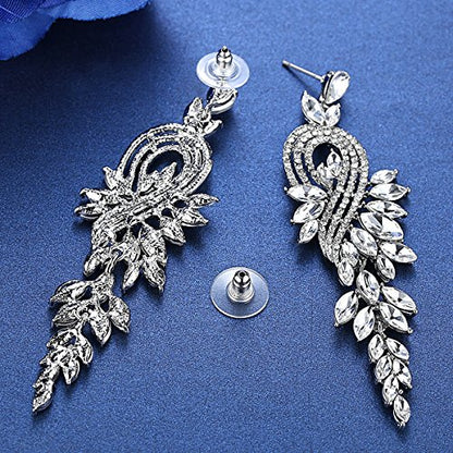 Marquise Crystal Bridal Chandelier Dangle Drop Earrings Ladies Gifts in Silver/Gold Tone - color: A-Clear Earrings Pin
