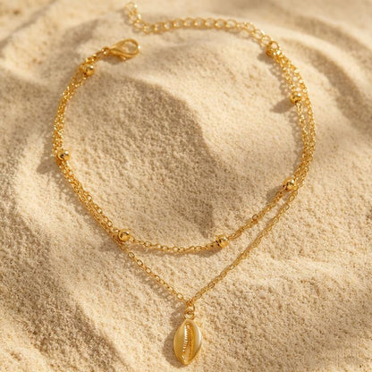 Gold Starfish Seashell Anklets Bracelets for Women Dainty Gold Layered Shell Link Chain Anklets Summer Conch Seashell Foot Bracelet Jewelry for Beach Vacation - color: gold1
