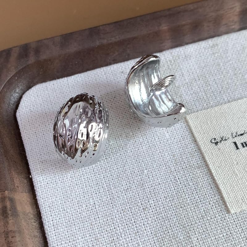 Clip On Hoop Earrings for Women Not Pierced Gold Silver Large Chnky Square Twisted Comfortable Coil Hoop Clip On Earrings - color: Textured Silver