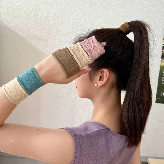 5Pcs Multicolour Stretchy Knit Wide Scrunchies for Women Soft Comfortable Fabric Hair Ties with Textured Pattern Versatile Hair Accessories for Securing Ponytails and Buns - color: Multicolored 30