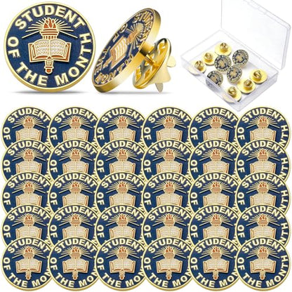 Huquary 30 Pcs Student of the Month Lapel Pins Bulk Appreciation Reward Gifts Enamel Badge Recognition Pins 3/4 Inch Motivational Awards for Students School Classroom Teacher Supplies