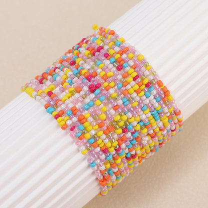 18-20PCS Colorful Bohemia Seed Beaded Bracelets Set Stackable Boho Stretch Bangle Bracelets Multilayer Boho Anket Concert Summer Beach Vaction Surf Jewelry Accessory - color: Candy Color-20pcs