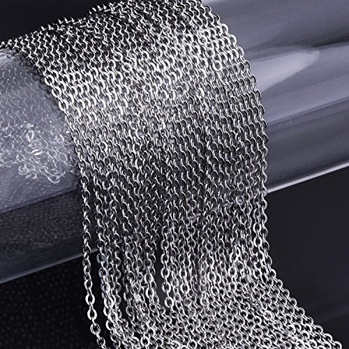 Outus 33 Feet Stainless Steel Chain Silver DIY Link Necklaces Chains with 20 Lobster Clasps and 30 Jump Rings for Jewelry Making (2.5 Mm) - size: 2.5 mm Wide