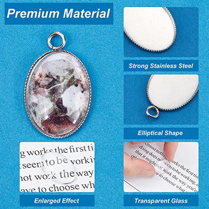 PH PandaHall 40pcs Bezel Pendant Tray Blanks - 20pcs Small Oval Photo Charms 18x13mm with 20pcs Glass Cabochons Dome for Bouquet Bridal Wedding Brides Graduation Charm Jewelry Making - color: Oval - 20 Sets