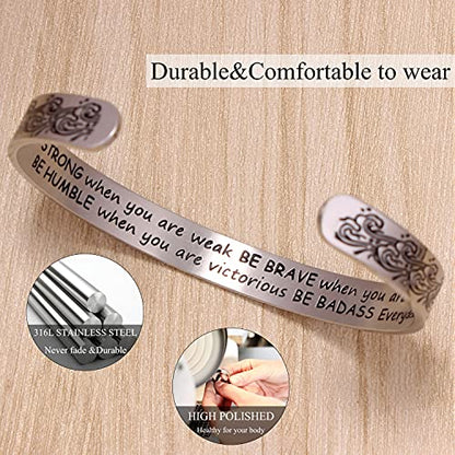 Btysun Bracelets for Women Mothers Day Bracelet Gifts from Daughter Inspirational Gifts for Women Graduation Gifts for Her Motivational Birthday Cuff Bangle Friendship Personalized Mantra Jewelry… - style: Be strong be brave be humble be ba&&ss