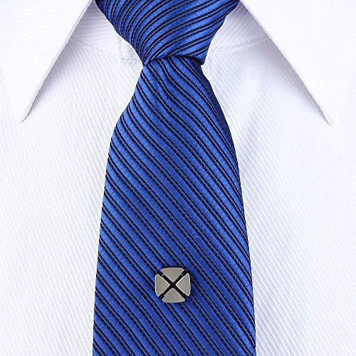 HAWSON Mini Tie Pin for Men, Tie Tack with Chain for Men's Necktie, Tie Tack Gift Set for Wedding, Party, Meeting - color: Matte Gunmetal