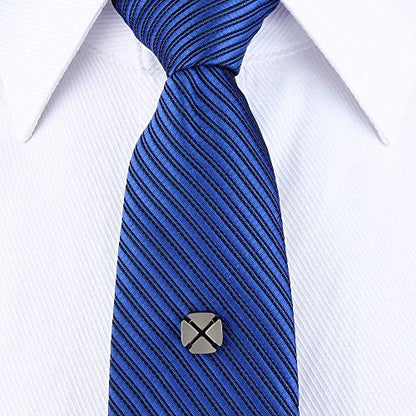 HAWSON Mini Tie Pin for Men, Tie Tack with Chain for Men's Necktie, Tie Tack Gift Set for Wedding, Party, Meeting - color: Matte Gunmetal