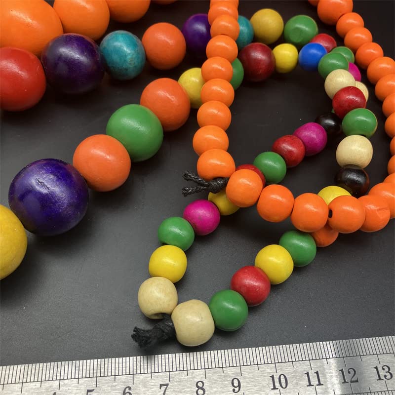 Fuqimanman2020 Chunky Large Simulated Pearl Choker Necklace Drop Dangle Earrings Crystal Bib Big Round Beaded Strand Multicolor Costume Statement Wedding Jewelry Set for Women Brides - color: Wooden Colorful