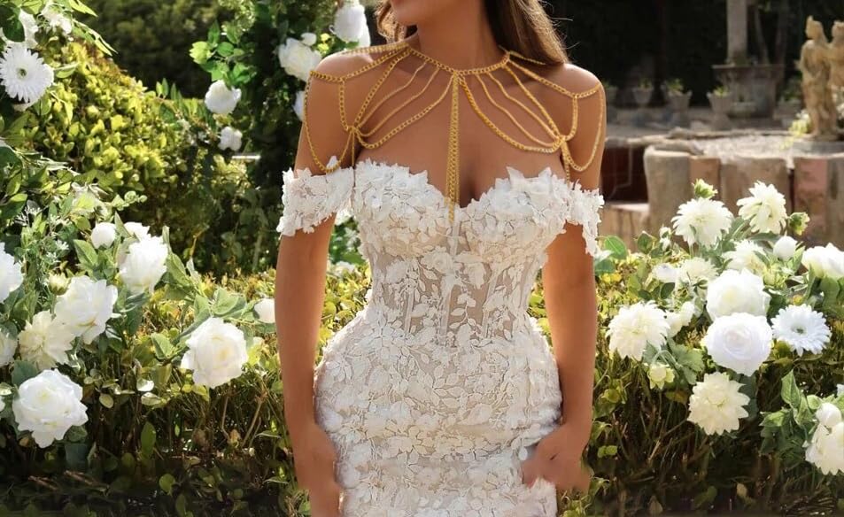 Gold Body Chain Shoulder Chain Punk Layered Arm Chain Tasssel Shoulder Necklace Party Nightclub Bridal Wedding Body Jewelry