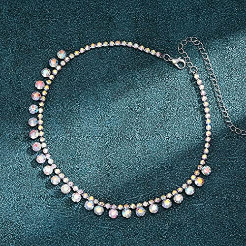 JEAIRTS Rhinestone Choker Necklace Silver Diamond Chain Jewerly for Women | Sparkly Multi-row Crystal Chokers Women's Wedding Prom Formal Jewelry Accessories - color: Style 3
