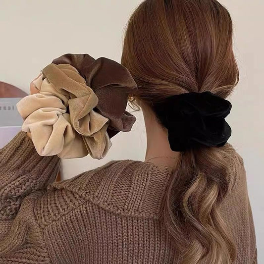 4pcs Vintage Velvet Scrunchies Hair Ties No Damage Hair Bands for Women Hair Scrunchies Hair Accessories Hair Tie - color: Multicolored 1