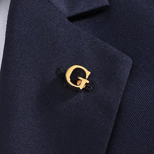 Initial Lapel Pin for Men Women, Brooch Pins for Men Suits, Metal Button Pins in 18K Gold and Silver Tone. - color: Gold-G
