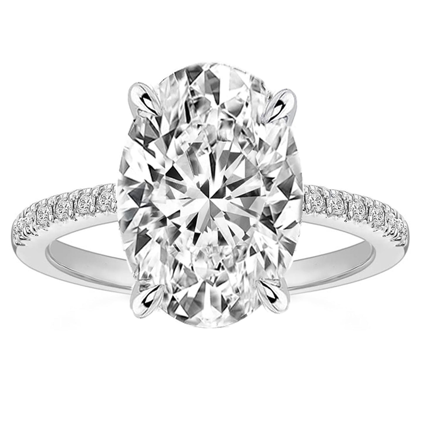 925 Silver Oval Engagement Ring,Travel Promise Ring For Women | Tarnish-Resistant Thick 14K Gold Plating, Premium 5A Cubic Zirconia, Hidden Halo Setting, Elongated Solitaire Design - color: White Gold