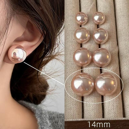 Natural Freshwater Cultured Pearl Stud Earrings, AAAA+Handpicked, Sterling Silver 18K Gold Plated Hypoallergenic Earring Studs Jewelry For Women - color: Pink light, size: 14mm