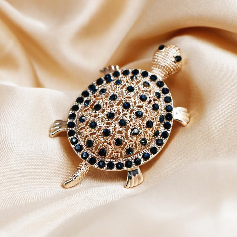 Opexicos 2Pcs Creative Design Black Gold Rhinestone Turtle Brooch Pin Vintage Tortoise Brooches Animal Pins Accessories