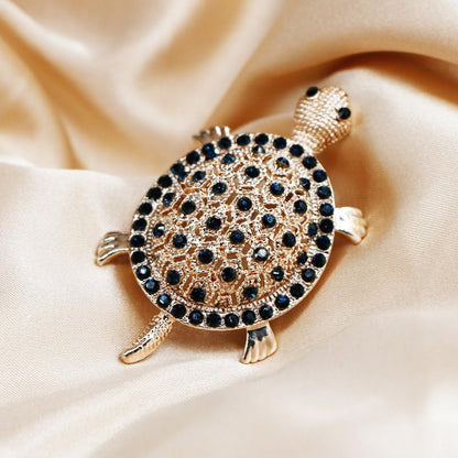Opexicos 2Pcs Creative Design Black Gold Rhinestone Turtle Brooch Pin Vintage Tortoise Brooches Animal Pins Accessories