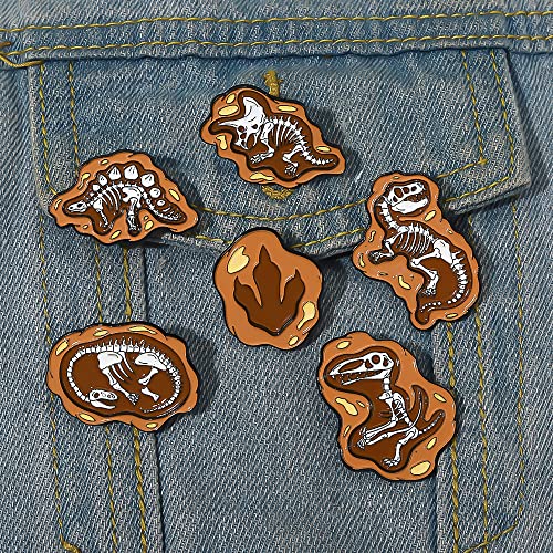 ROFARSO Dinosaur Enamel Lapel Pin Set Fossils Dinosaur Skeleton Pin, Accessory for Backpacks Clothing Bags Hats Shirts