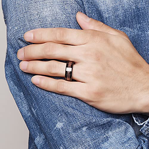 NUNCAD Men's Wedding Band 8mm Black Tungsten Carbide Ring Celtic Dragon Inlay Polished Finish Size 5-15 - color: B-Black & Rose Gold