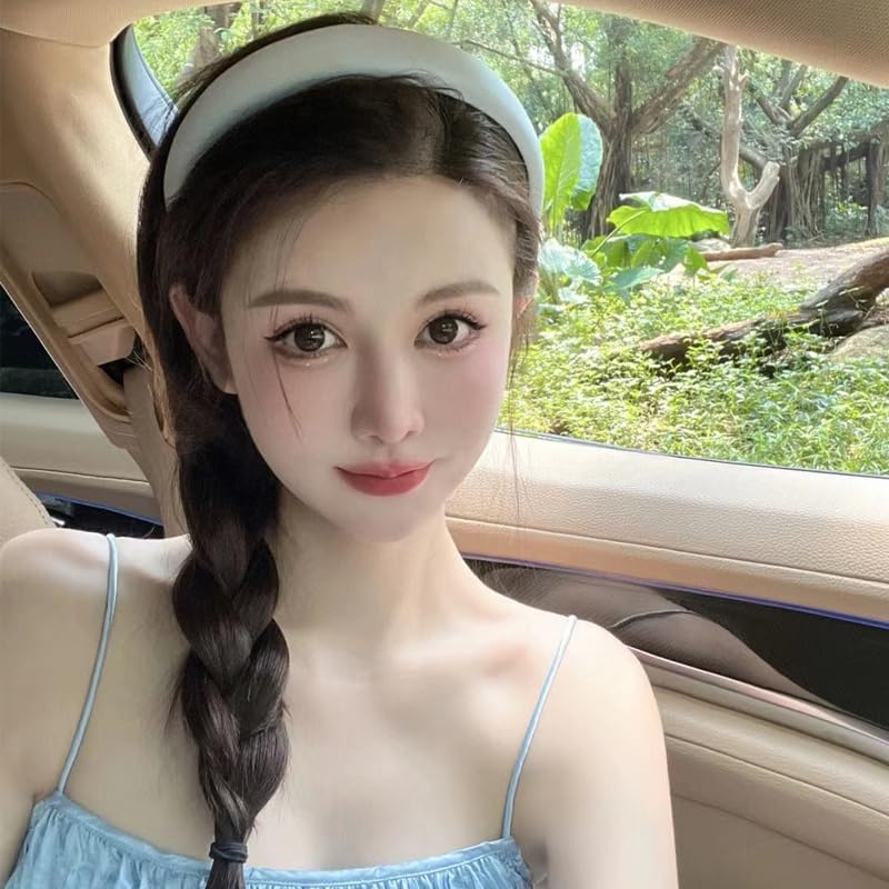 Padded Grey Headband for Women - Wide Non-Slip Fabric Hairband, Thick Sponge Hoop Hair Accessory for Girls - color: Grey