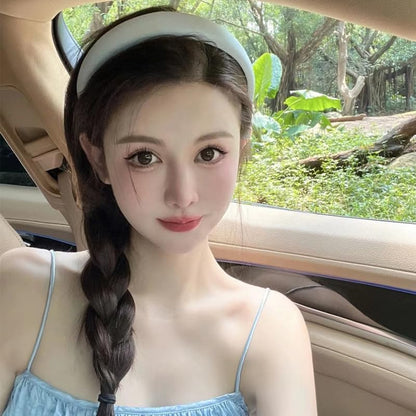 Padded Grey Headband for Women - Wide Non-Slip Fabric Hairband, Thick Sponge Hoop Hair Accessory for Girls - color: Grey