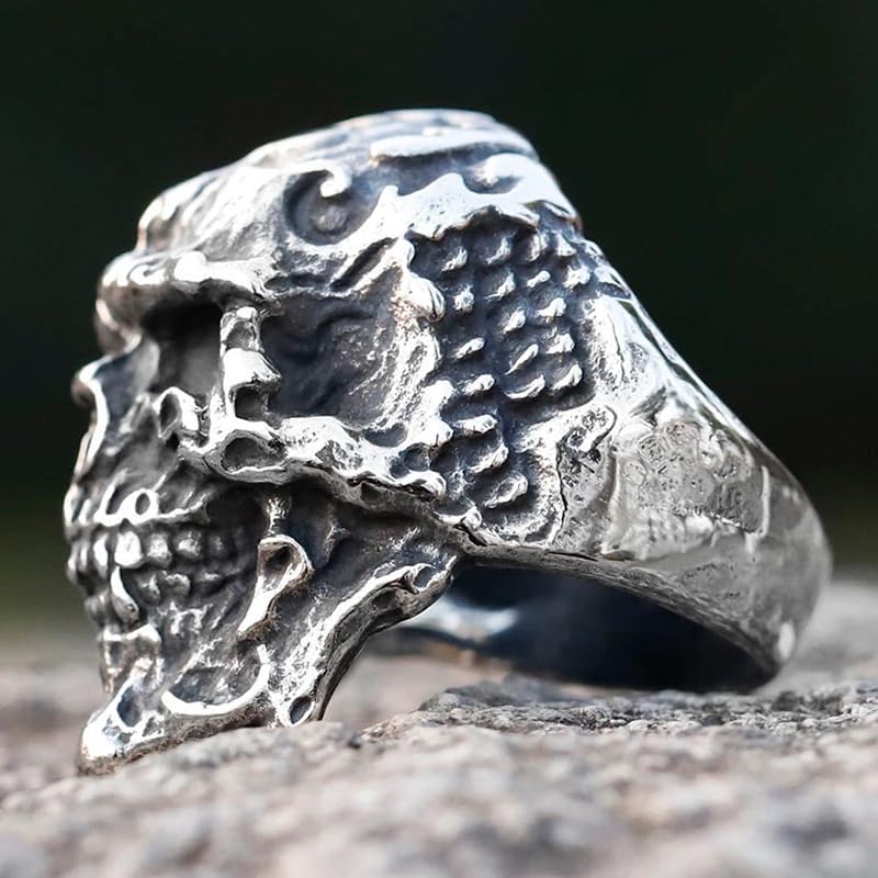 2023 Skull Ring Cool Evil Death Punk Rock Stainless Steel Rings Aly Style Jewelry - style: R1092