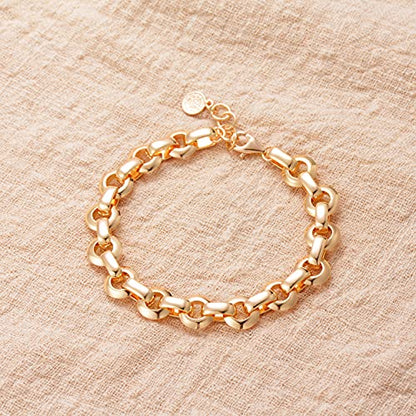 LOYATA Chain Bracelet Gold Link 14K Gold Plated Dainty Pearl Bracelet Simple Jewelry Gift for Women - style: Ball