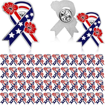 Tondiamo Patriotic Poppy Flower Brooch Pins 4th of July Poppy Pins 250th Lapel Brooch
